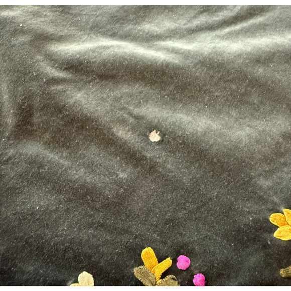 Velvet Table Runner Silk Ribbon Embroidered Flowers Vintage Loie 15" x 70" READ - Picture 16 of 16